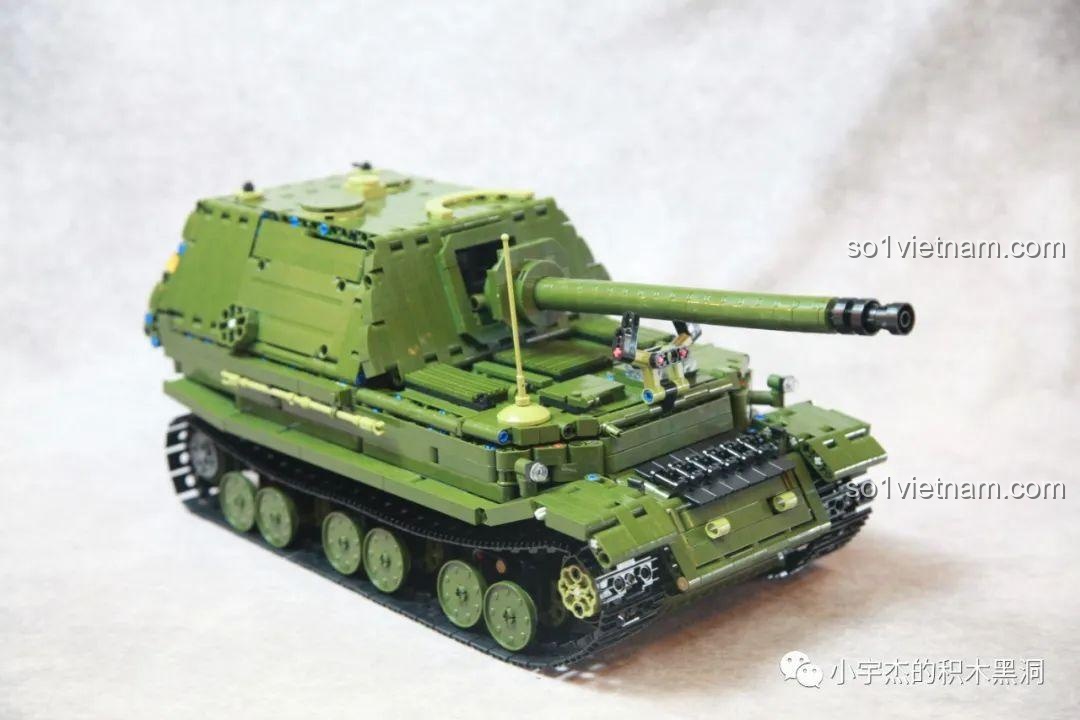 Nòng pháo của Taigao Le T4012 Xe Tăng Diệt Ferdinand chỉ có thể điều chỉnh góc bắn ngang trong phạm vi nhỏ, đúng với nguyên mẫu.