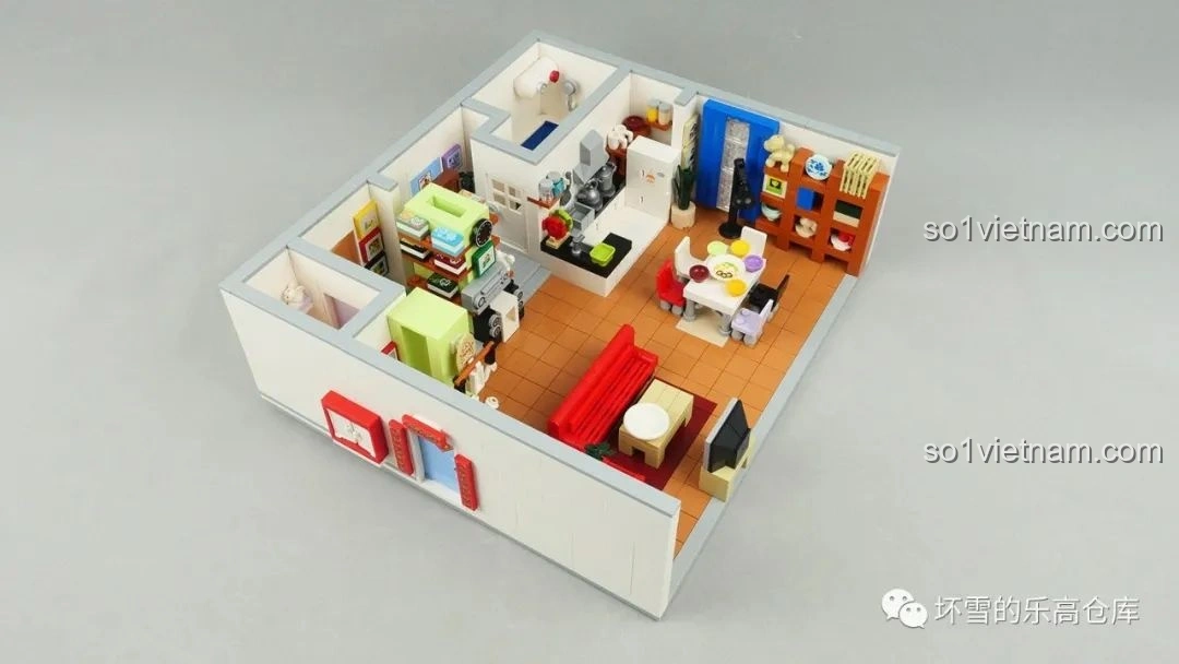 Tổng quan mô hình phim trường Gia Hữu Nhi Nữ SEMBO 601310, tái hiện không gian sống động của gia đình trong bộ phim sitcom.