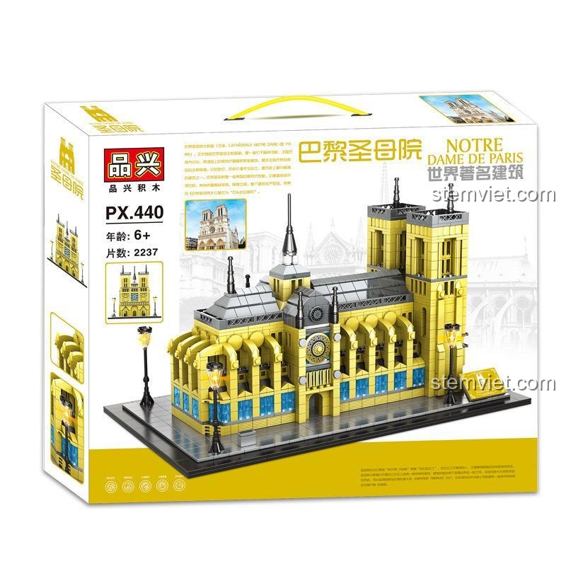 Hộp đồ chơi mô hình Pinxing PX.440 Nhà thờ Đức Bà Paris với 2237 mảnh ghép, lựa chọn tiết kiệm cho người yêu kiến trúc.