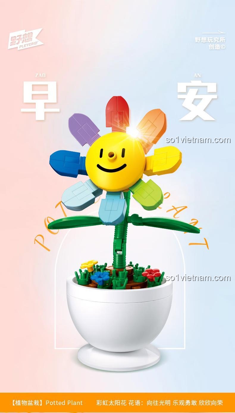 Poster quảng cáo bộ xếp hình Pleyerid B1073 với mẫu hoa 7 màu. Món quà tặng ý nghĩa cho bé gái 6 tuổi.