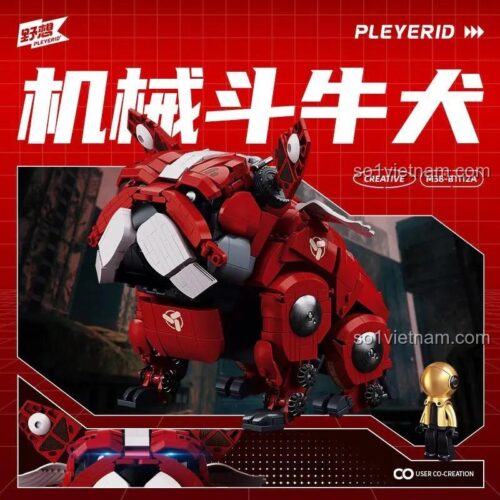 Poster quảng cáo bộ xếp hình M38-B1112 Chó Bull Pháp Cơ Khí màu đỏ của Pleyerid. Đồ chơi mô hình Pleyerid chất lượng cao, giá tốt.