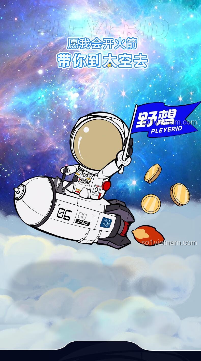 Artwork phi hành gia MARO cưỡi tên lửa, biểu tượng của sự khám phá và tiết kiệm. Đồ vật trang trí M38-P8001 đầy cảm hứng.