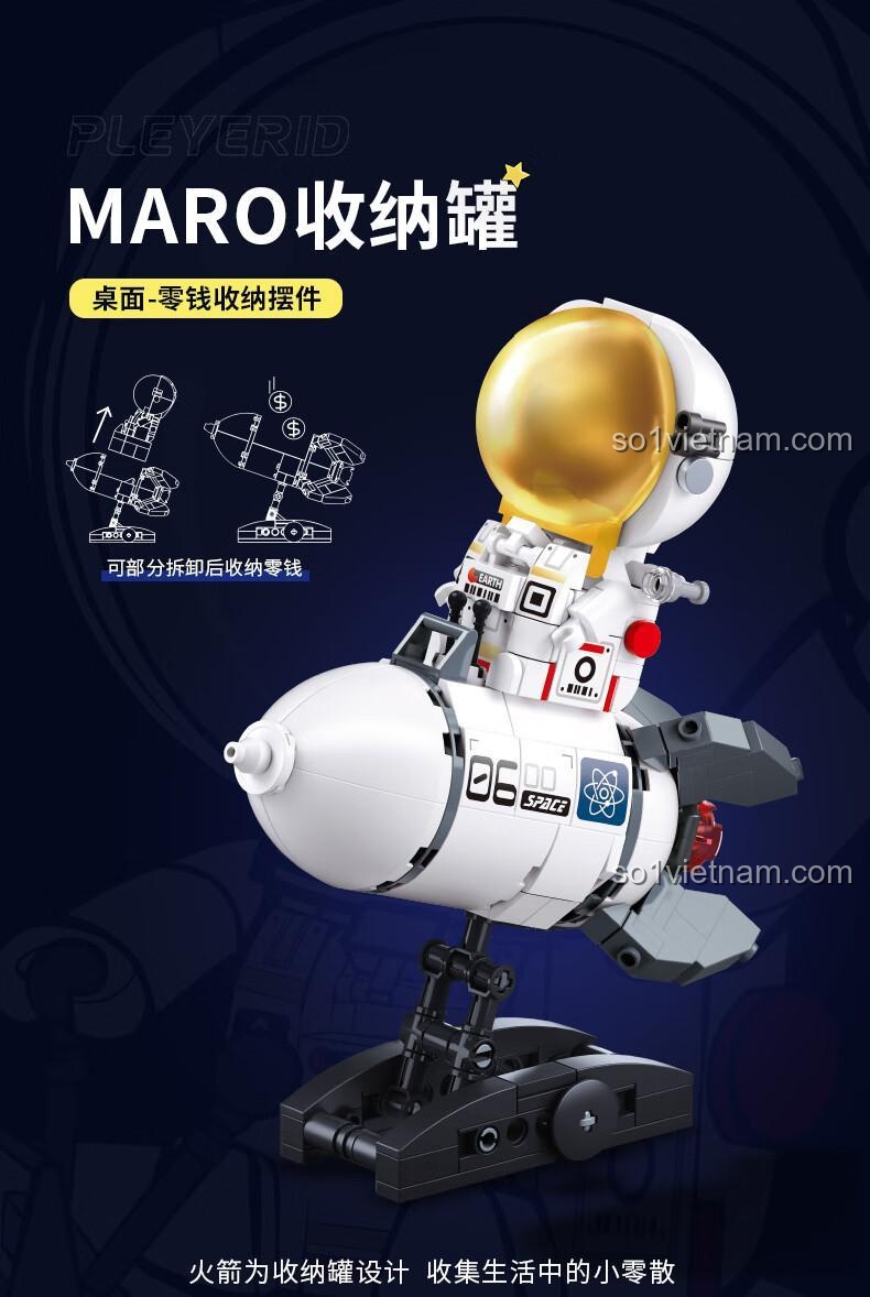 Chi tiết đồ chơi mô hình hộp tiết kiệm tên lửa Pleyerid M38P8001. Thiết kế thông minh để cất giữ tiền lẻ, giá tốt.