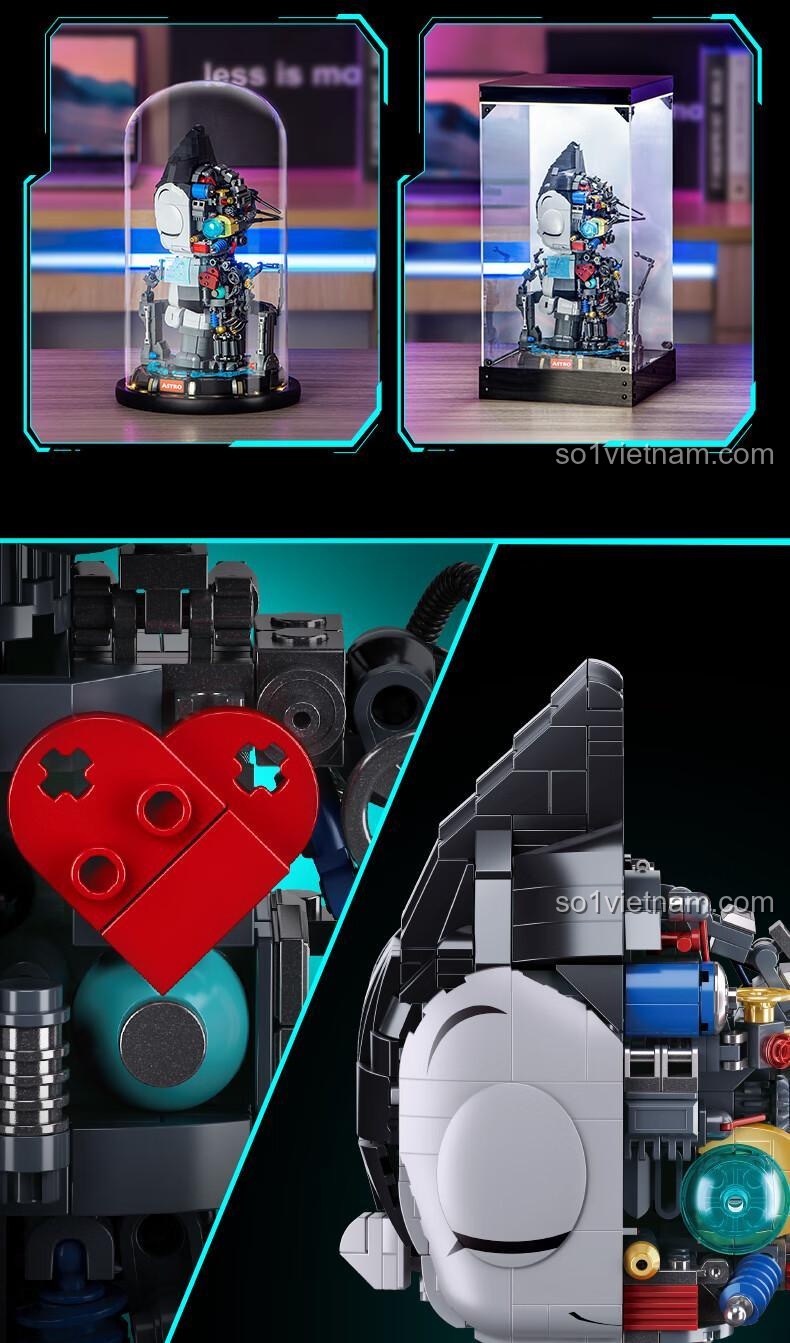 Cận cảnh các chi tiết cơ khí trên tay và đế trưng bày của mô hình Pleyerid M38-P8010.