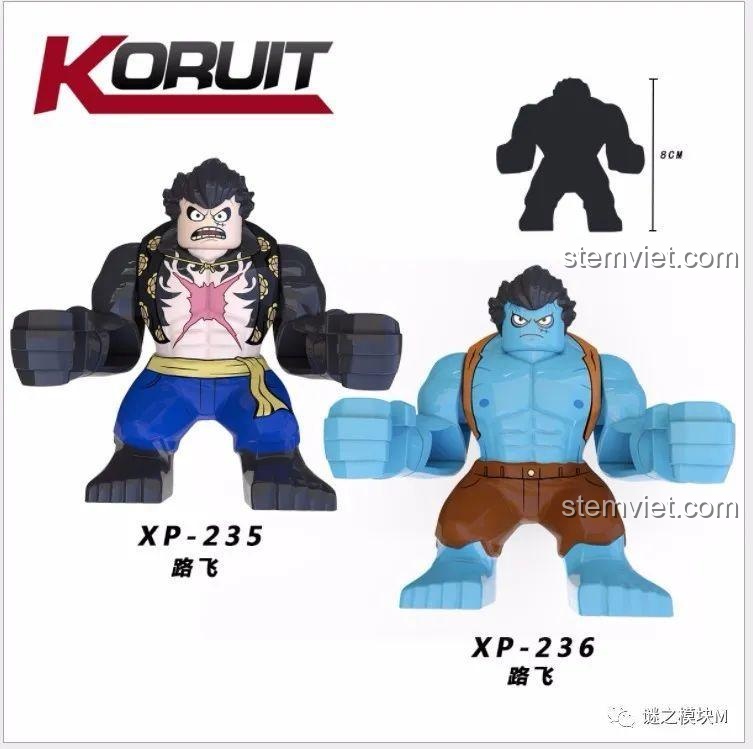 Poster quảng cáo hai mẫu bigfig Luffy của KORUIT, với mã XP-235 và XP-236.