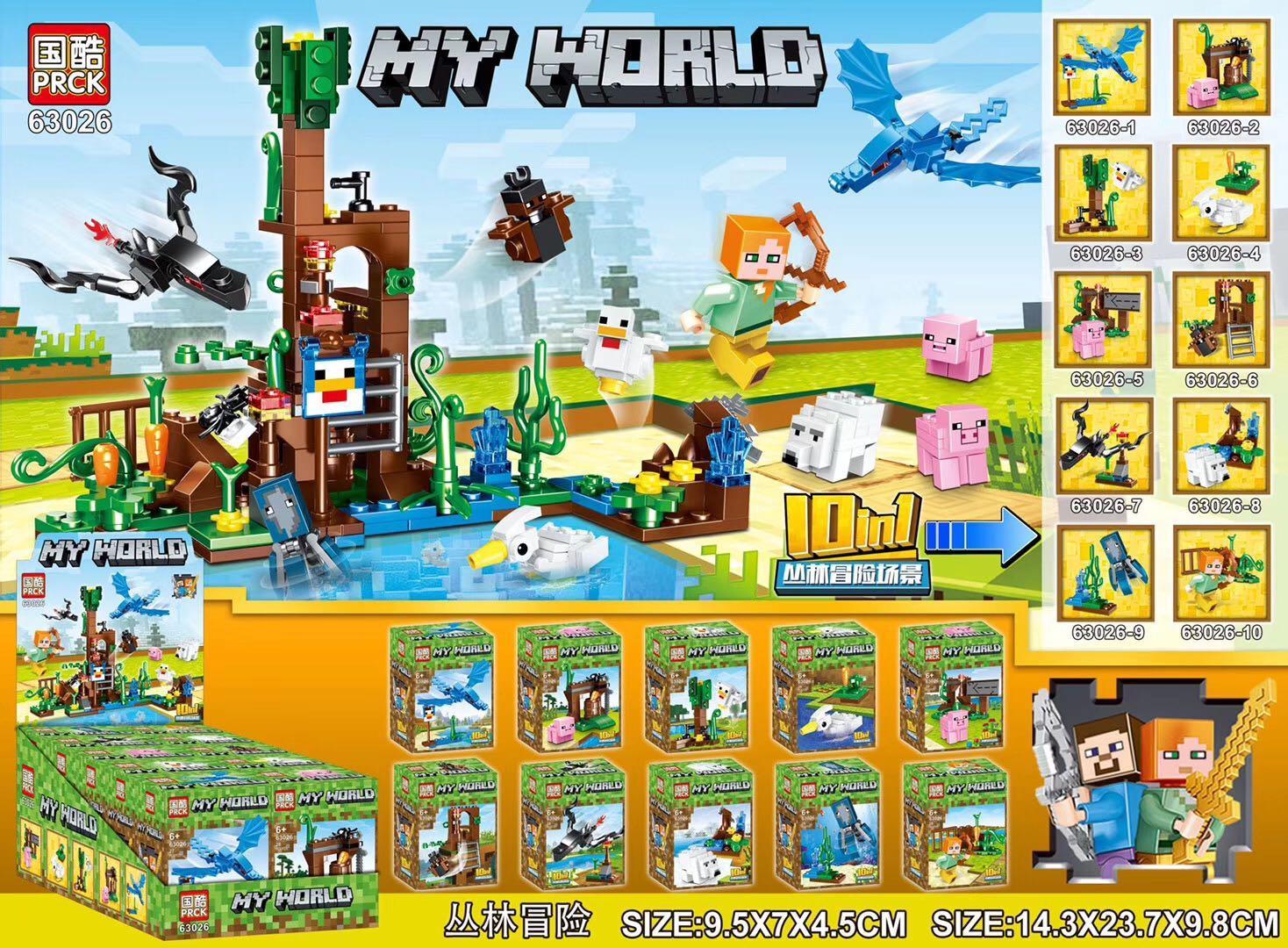 Bộ đồ chơi Minecraft PRCK 63026, đồ chơi lắp ráp sáng tạo cho bé trai 6 tuổi, chất lượng cao, giá tốt.