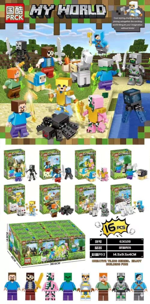 Bộ lắp ghép Nhân vật Minecraft PRCK 63028 My World với 8 nhân vật độc đáo, đồ chơi lắp ráp cho bé 6 tuổi phát triển tư duy sáng tạo, giá tốt.