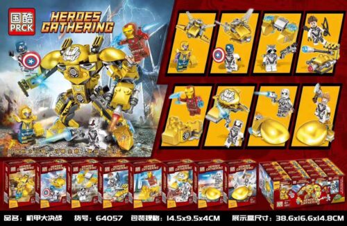 Bộ đồ chơi Đại chiến cơ giáp PRCK 64057, mô hình hợp thể 8 trong 1 với các minifigure siêu anh hùng, phù hợp cho bé trai 6 tuổi, giá tốt.