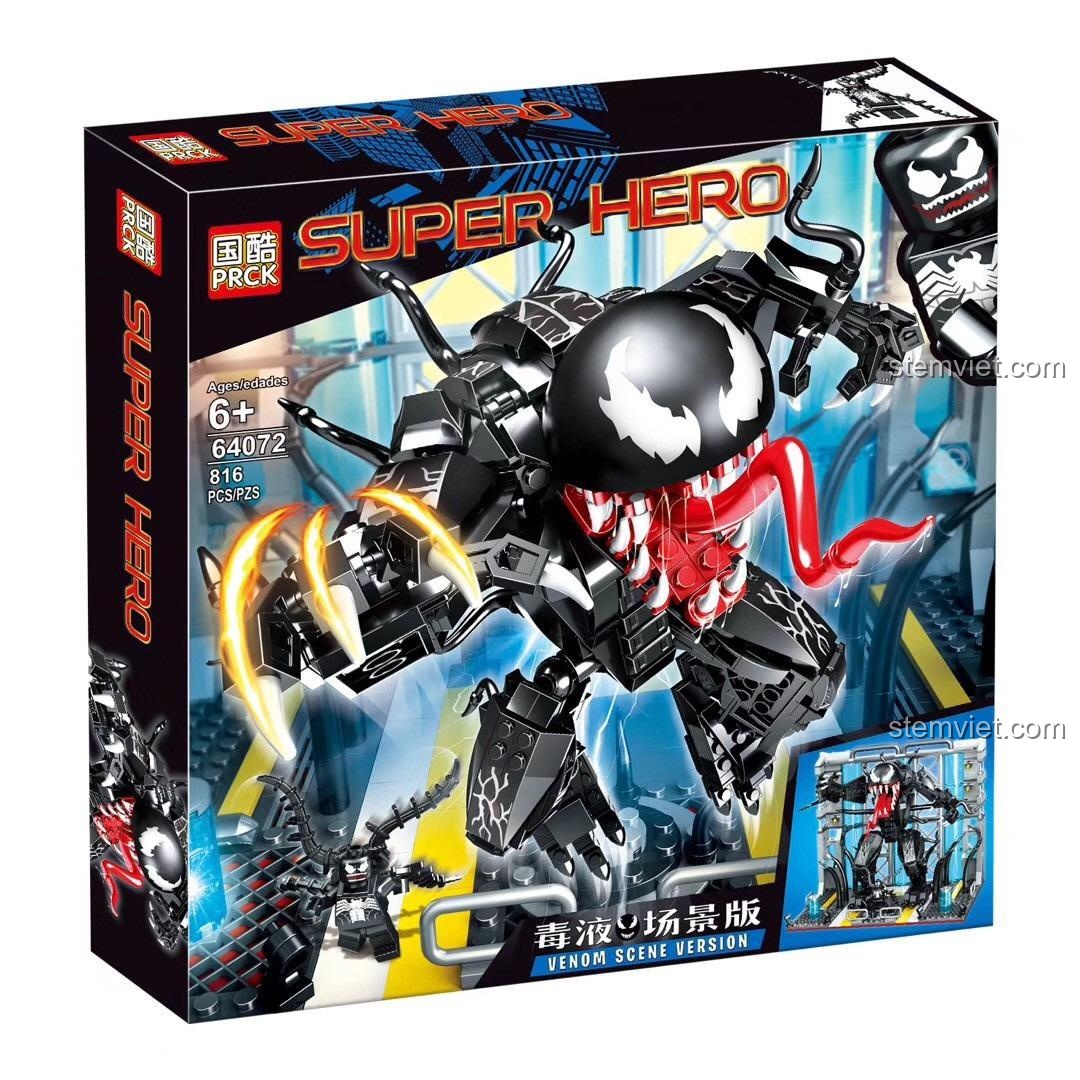 Hộp bộ đồ chơi Venom PRCK, đồ chơi lắp ráp 64072, mô hình Venom, cho bé trai 6 tuổi, giá tiết kiệm.