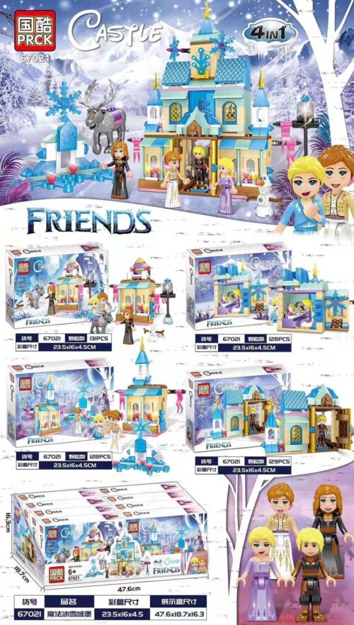 Bộ lắp ráp PRCK 67021 Lâu đài Băng giá Phép thuật Frozen cho bé gái 6 tuổi, có công chúa Elsa và Anna, giá tốt.