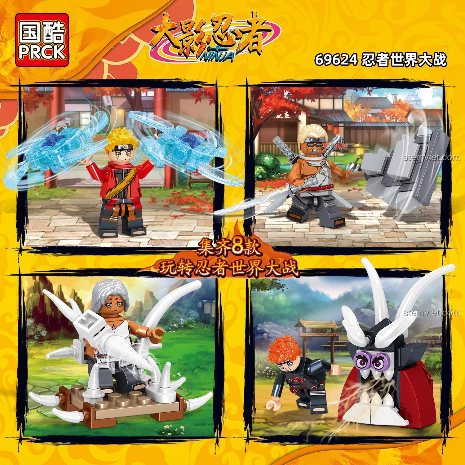 PRCK 69624 Naruto: Đại Chiến Thế Giới Nhẫn Giả 8 Mẫu, bộ lắp ghép Naruto, đồ chơi lắp ráp Nhân vật Naruto, cho bé trai 6 tuổi, giá tốt