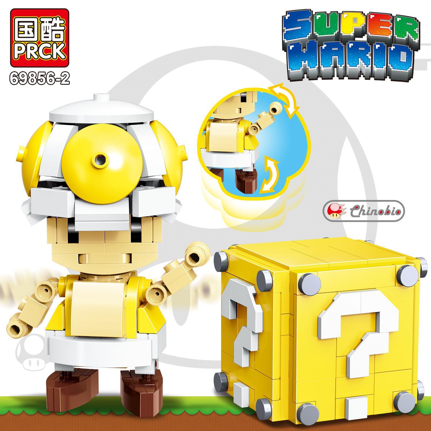 Bộ lắp ráp PRCK 69856-2 Toad Vàng và Khối Dấu Hỏi. Đồ chơi mô hình Super Mario Toad cho bé trai 6 tuổi, giá rẻ.