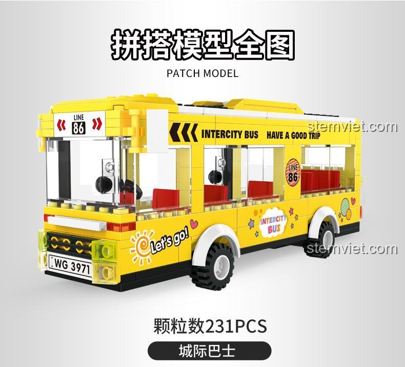 Bố và con trai chơi với xe buýt thành phố WANGE 3971