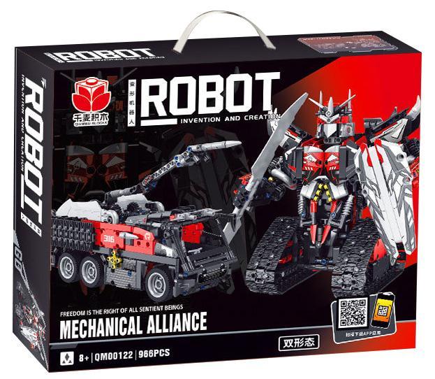 Hộp bộ đồ chơi Robot Biến Hình Qianmai QM00122, mô hình robot chiến đấu 966 mảnh ghép, phù hợp bé trai 8 tuổi, giá tốt.