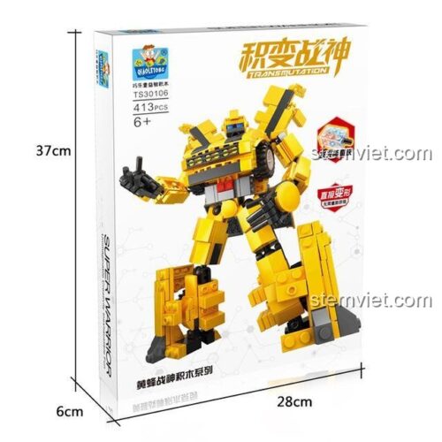 Hộp sản phẩm Robot biến hình xe Chevrolet Camaro màu vàng TS30106-1