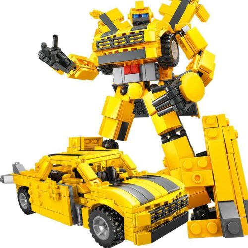 Robot biến hình màu vàng và xe Chevrolet Camaro màu vàng TS30106-1