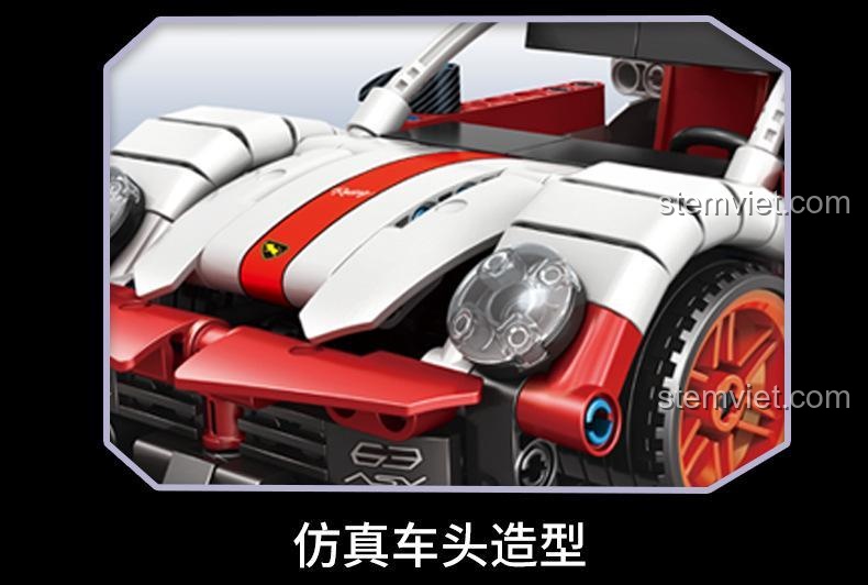 Thiết kế đầu xe chân thực của đồ chơi lắp ráp Qiaoleton 2311 Xe Đua Porsche 911, thể hiện sự tỉ mỉ trong từng chi tiết.
