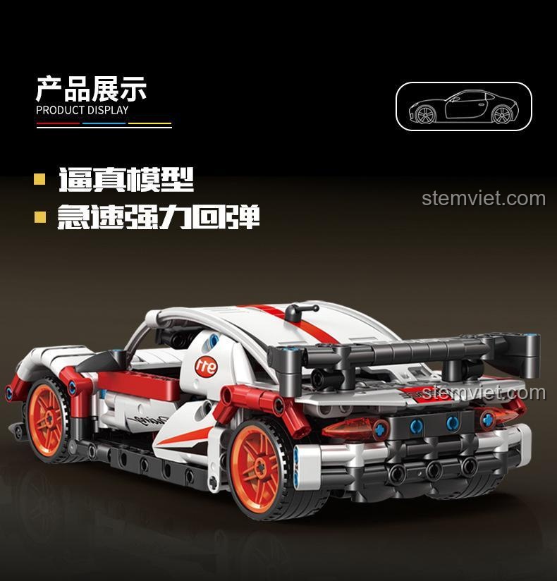 Mô hình đồ chơi lắp ráp Qiaoleton 2311 Xe Đua Porsche 911 Kéo Lùi với thiết kế chân thực, động cơ kéo lùi mạnh mẽ, đồ chơi cho bé trai.
