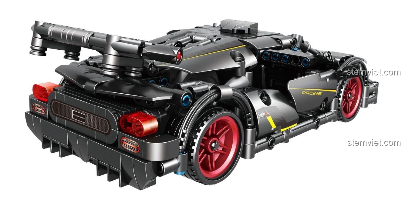 Mô hình đồ chơi lắp ráp Qiaoleton 2312 Xe đua Koenigsegg từ phía sau, chi tiết tinh xảo, động cơ kéo lùi, phù hợp bé trai 6 tuổi.