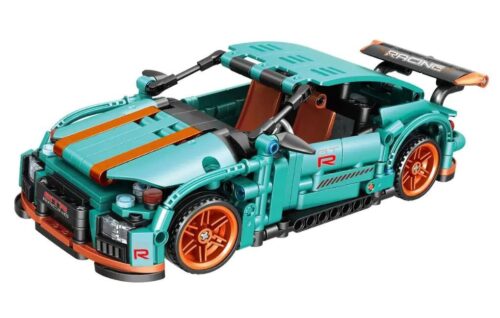 bộ lắp ráp Siêu xe Nissan GT-R Qiaoleton 2315 màu xanh lơ cam, có động cơ kéo lùi cực mạnh, phù hợp cho con trai 6 tuổi, giá tốt