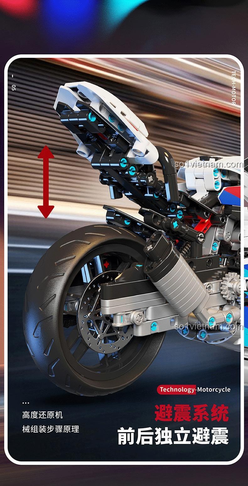 đồ chơi mô hình Mô tô BMW S 1000 RR 2601, hệ thống giảm xóc độc lập, bộ xếp hình cho con trai 6 tuổi, siêu tiết kiệm.