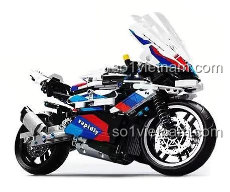 bộ xếp hình 2601 Mô tô BMW S 1000 RR, góc nghiêng ấn tượng, đồ chơi xây dựng cho bé trai 6 tuổi, tiết kiệm.