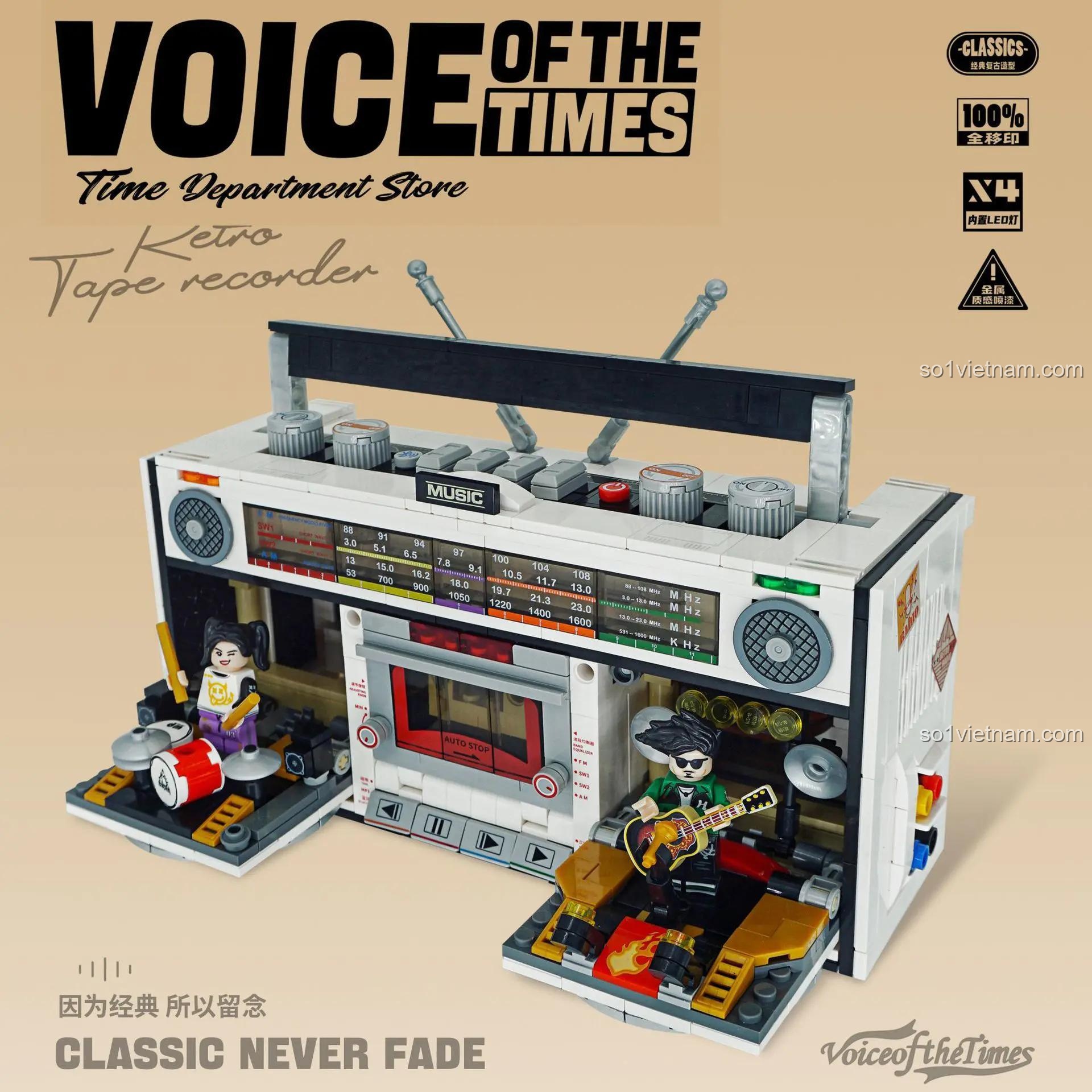 đồ chơi mô hình QD33001, đồ chơi giáo dục Đài Cassette Cổ Điển, tiết kiệm