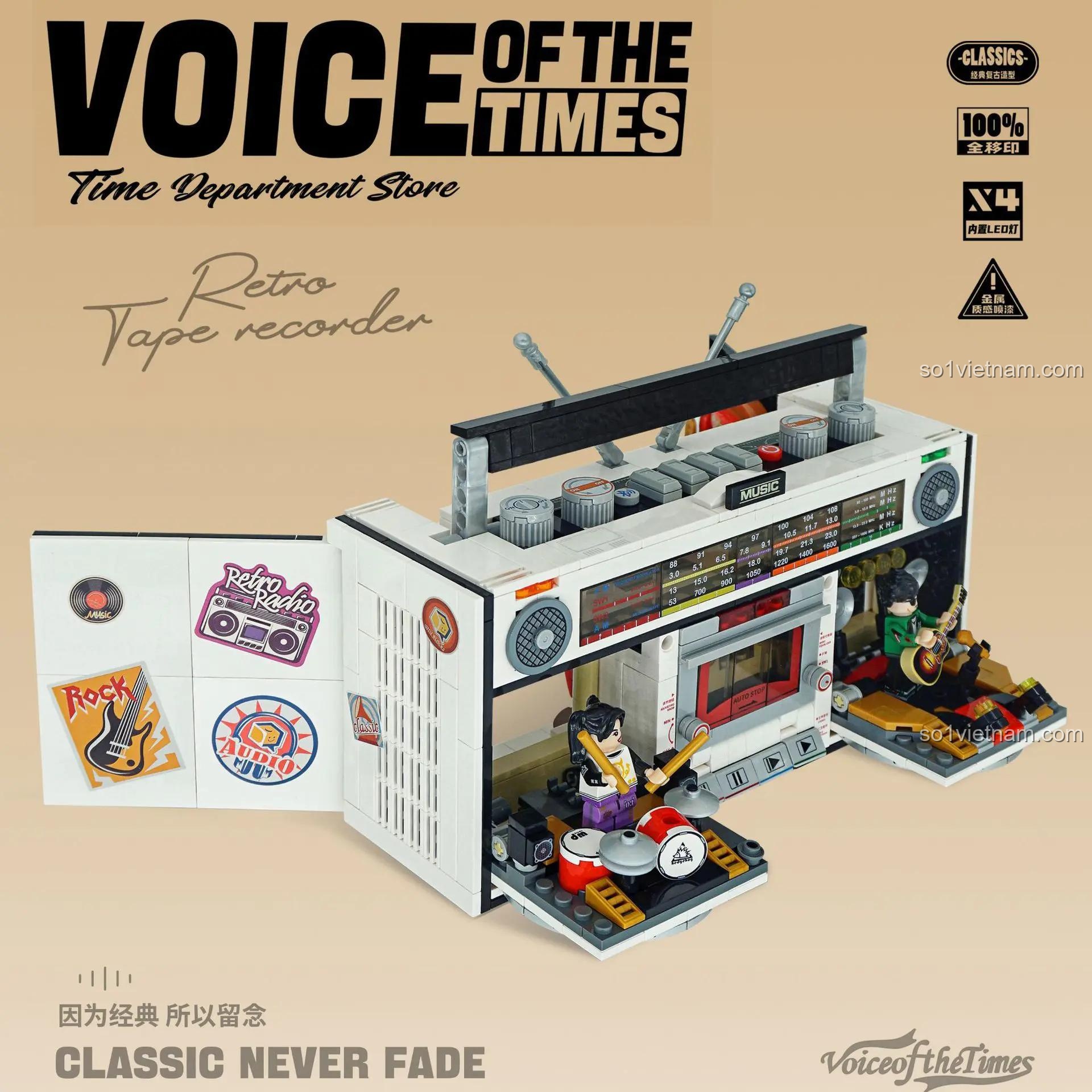 đồ chơi sáng tạo Máy Ghi Âm Cổ Điển, bộ lắp ghép Qidi QD33001, đáng tiền