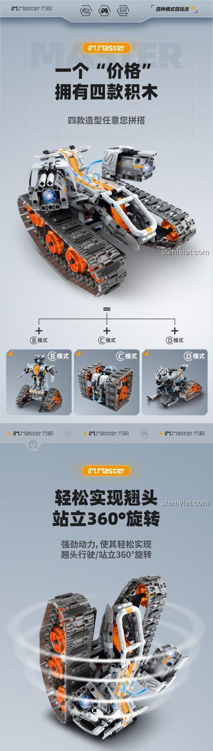 Ảnh động GIF thể hiện khả năng xoay 360 độ của Xe Tăng Lập Trình 8051.