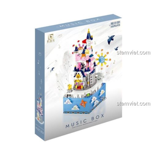 Hộp đồ chơi lắp ráp QIHUI 91001 Hộp nhạc Lâu đài Disney, món quà tiết kiệm cho bé gái 6 tuổi