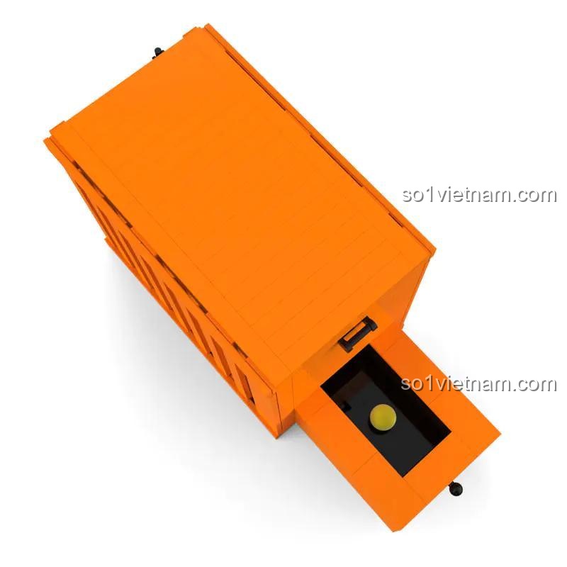 Đồ chơi mô hình Hộp chứa ma thuật W51 Qin Chen Pie, mô hình container màu cam mở ngăn kéo từ trên xuống, cơ chế ẩn giấu độc đáo, 2 ngăn kéo điều khiển, bộ khối lắp ghép cho bé trai 6 tuổi