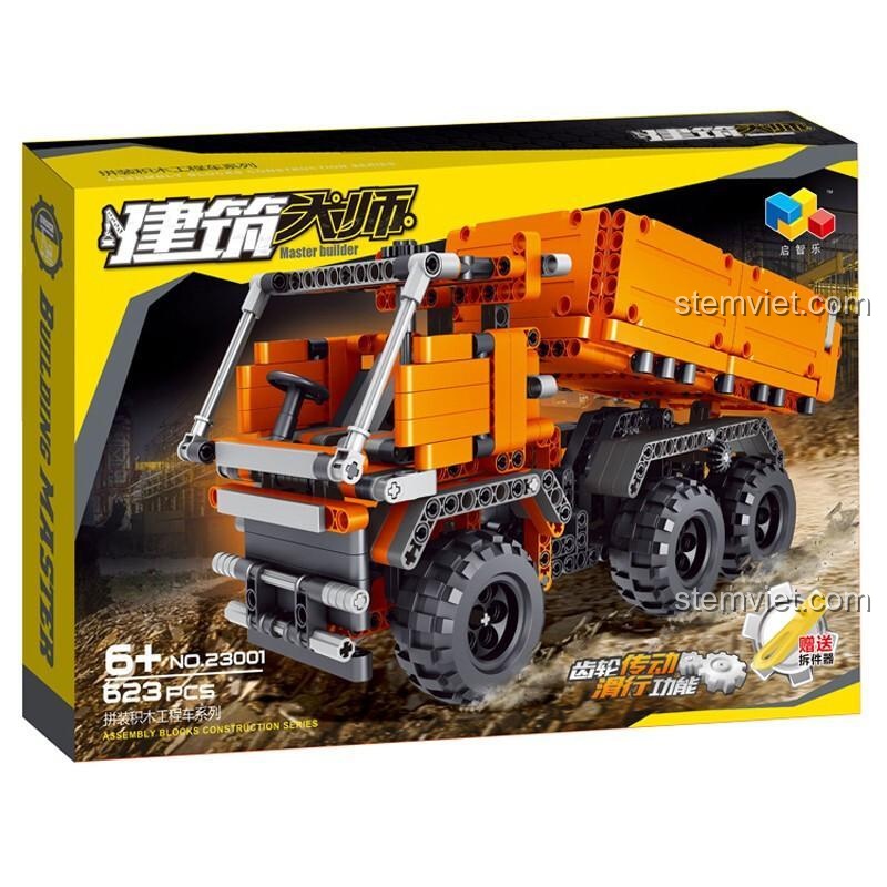 Hộp đồ chơi mô hình Qizhile 23001 Xe Tải Công Trình, bộ khối lắp ghép chất lượng cao, giá tiết kiệm