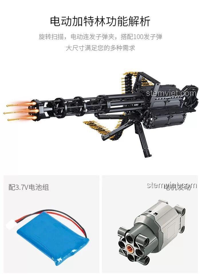Chi tiết tính năng của súng Gatling điện tự động Qizhile 86001, bao gồm động cơ mạnh mẽ và khả năng bắn liên thanh, giúp bé trai 8 tuổi phát triển tư duy.