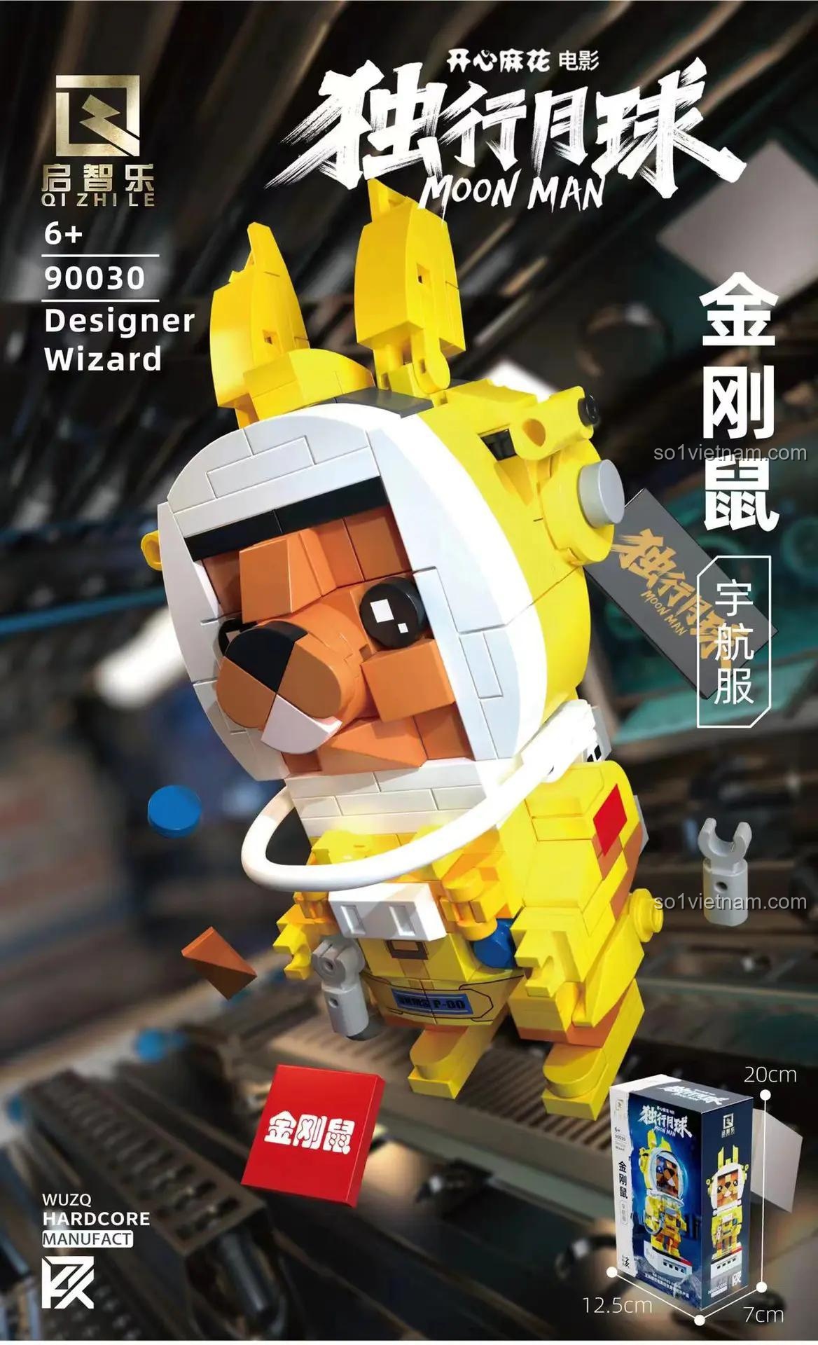 Mô hình Kim Cương Chuột Qizhile 90030 với kích thước hộp 20x12.5x7cm, đồ chơi xếp hình sáng tạo cho trẻ 6 tuổi, giá rẻ.