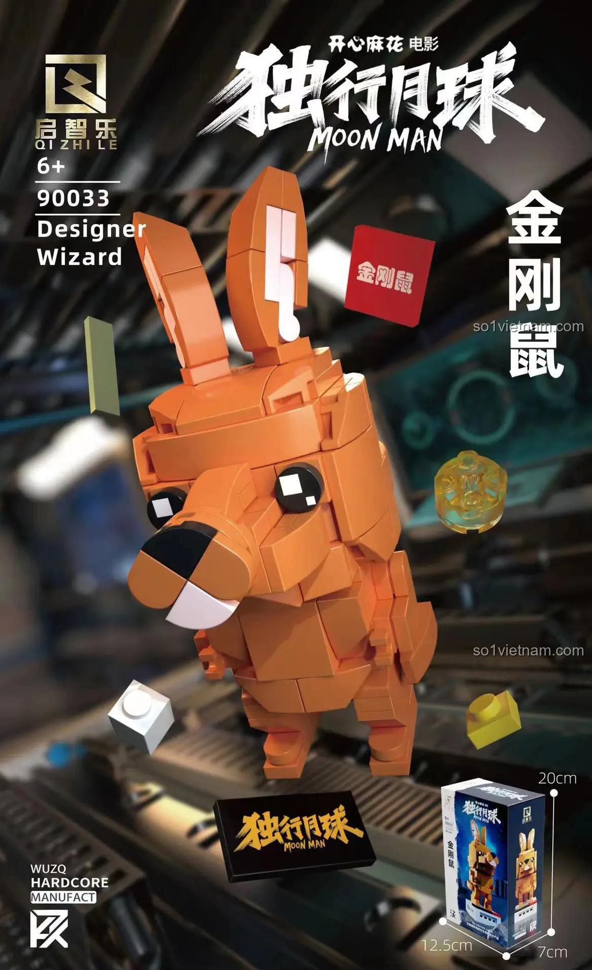 Đồ chơi mô hình Qizhile Độc Hành Nguyệt Cầu Chuột Túi Kim Cương 90033, nhân vật Độc Hành Nguyệt Cầu, kích thích sáng tạo cho bé trai 6 tuổi.