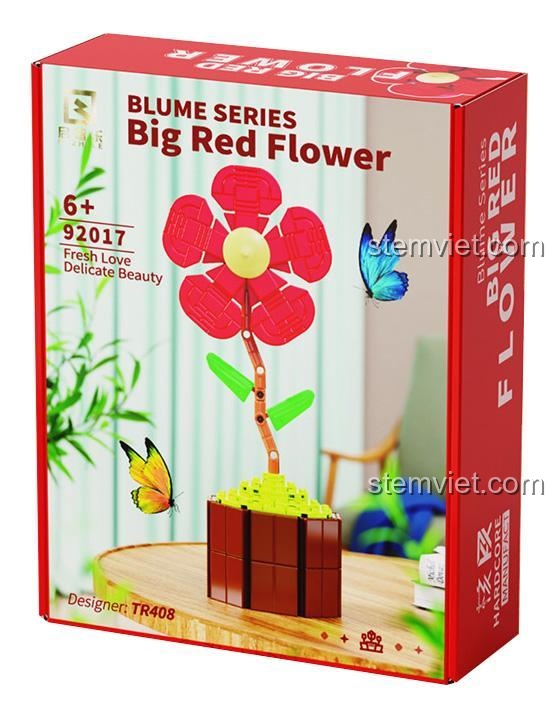 启智乐 92017 Bộ lắp ghép Hoa Lắp Ghép Bông Hoa Đỏ Lớn Vẻ Đẹp Tinh Tế 6+ tuổi