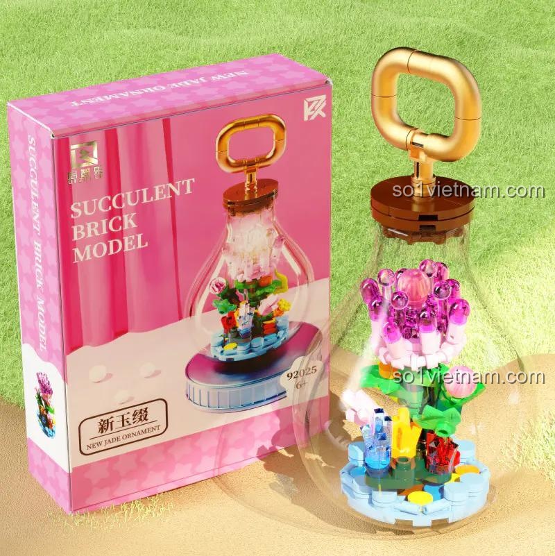 đồ chơi xây dựng Cây cảnh mini, 92025 Đồ trang trí cây mọng nước, bộ lắp ghép cho bé gái 6 tuổi, giá rẻ