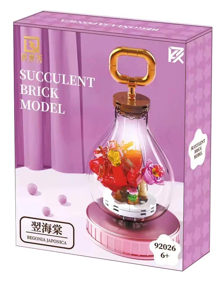 bộ lắp ghép Mô hình cây sen đá trong bóng đèn Qizhile 92026, có đèn LED, quà tặng giá tốt cho bé gái 6 tuổi