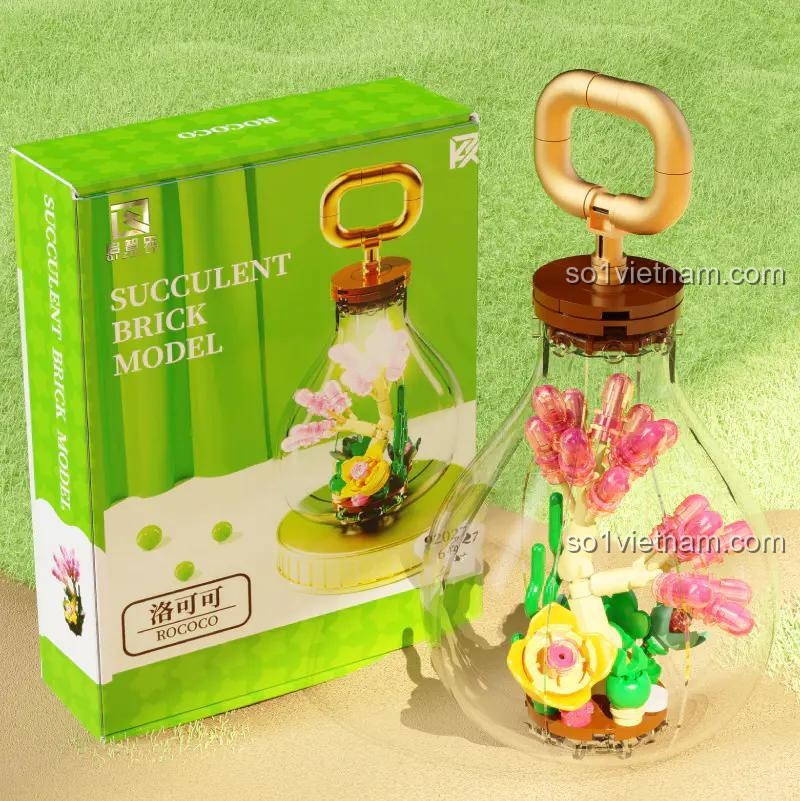 Đồ chơi trưng bày Qizhile 92027 Đèn Lồng Hoa Đá Rococo, món quà độc đáo có đèn LED, phù hợp trang trí phòng bé gái 6 tuổi.