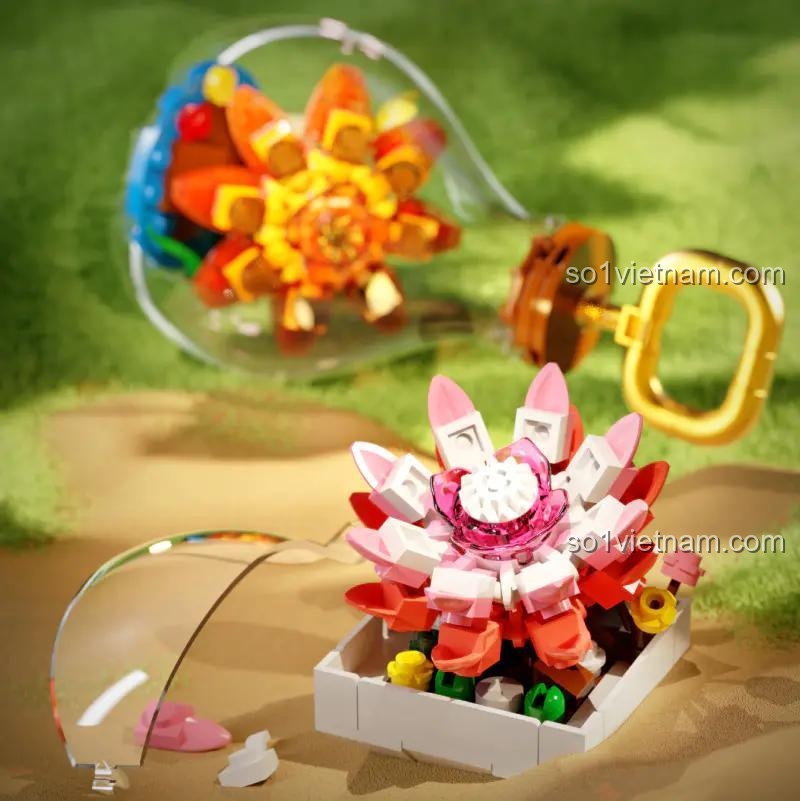 đồ chơi xây dựng Qizhile 92028 Cây mọng nước Bạch Nguyệt Ảnh chi tiết tinh xảo cho con gái 6 tuổi