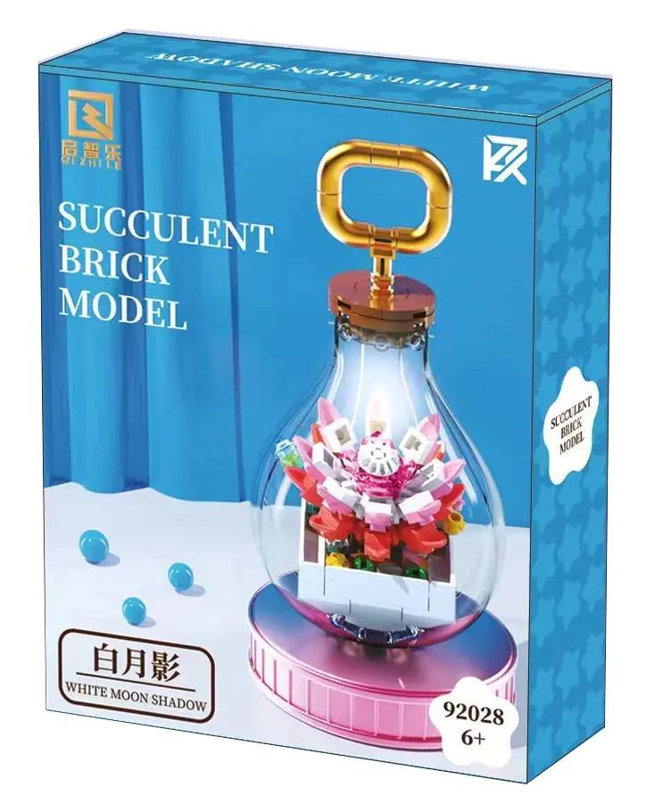 bộ lắp ghép Cây mọng nước Bạch Nguyệt Ảnh Qizhile 92028 hộp sản phẩm có đèn led giá rẻ cho con gái 6 tuổi