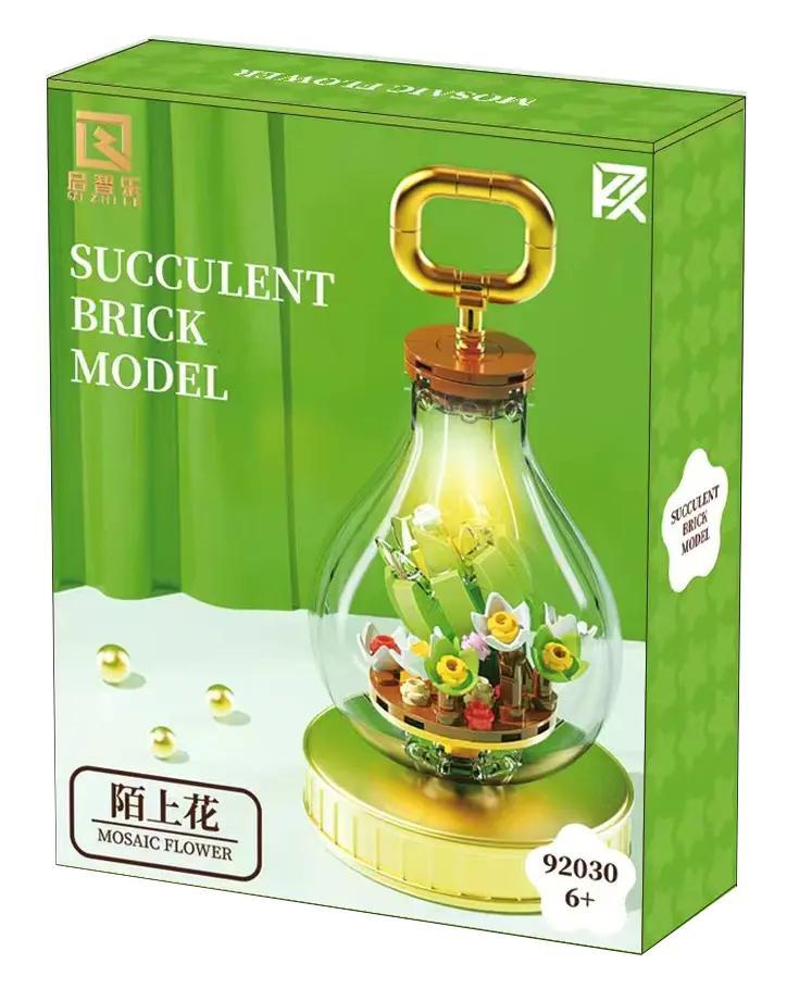 Bộ lắp ghép Mô hình cây mọng nước Qizhile 92030 Hoa Mạc Thượng có đèn LED, giá tốt cho bé gái 6 tuổi