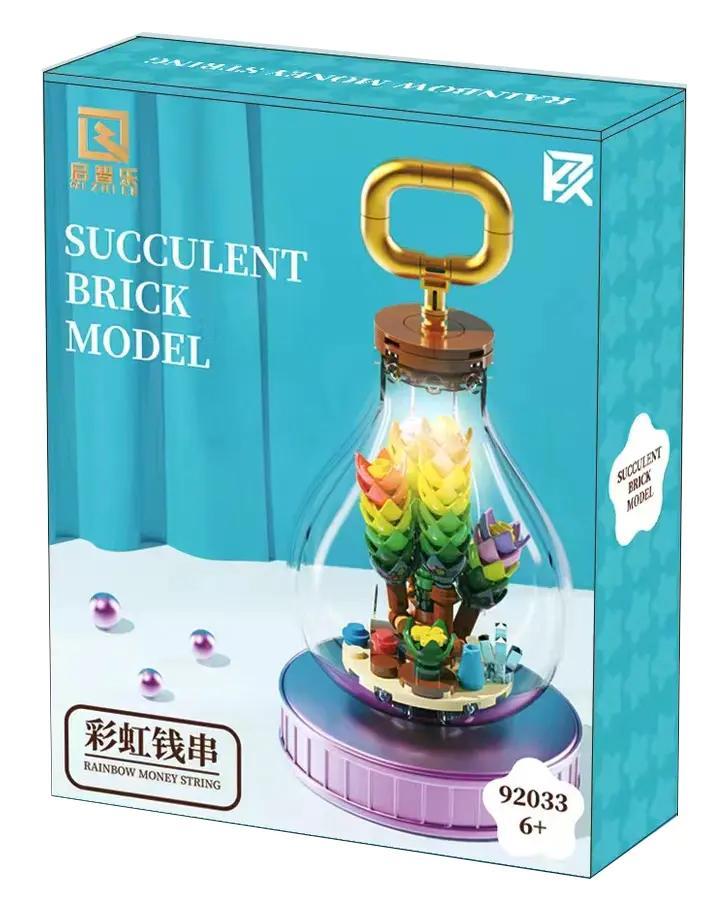 Bộ lắp ghép Cây mọng nước Chuỗi tiền cầu vồng Qizhile 92033 có đèn LED, thiết kế độc đáo, trang trí đẹp mắt cho bé gái 6 tuổi, giá tốt.