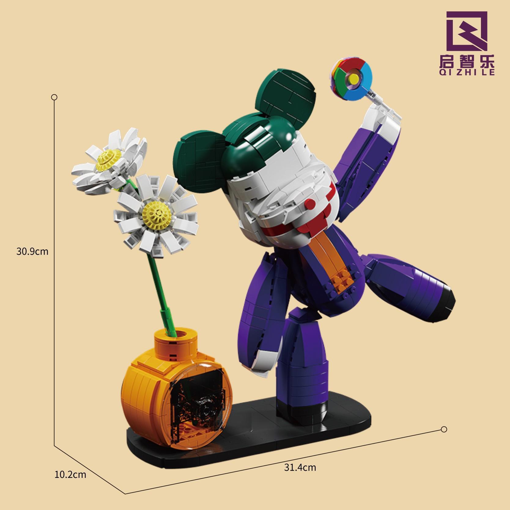 Mô hình Gấu Hề Joker Qizhile 92036 với kích thước rõ ràng, bộ lắp ghép độc đáo cho con trai 14 tuổi, giá tốt.