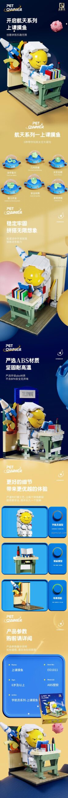 Đồ chơi mô hình Qizhile E01010 Phi hành gia vũ trụ: Lén lút giờ học, thể hiện kích thước và các chi tiết lắp ráp, chất lượng cao, cho bé trai 6 tuổi.