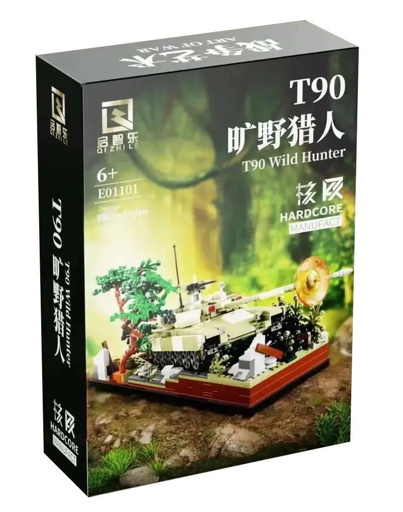 bộ lắp ráp Xe tăng T90 Qizhile E01101 cho bé trai 6 tuổi, mô hình quân sự giá tốt, hộp sản phẩm