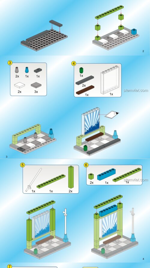 Sách 启蒙QMAN 1121 Mô hình xe buýt hướng dẫn lắp ráp xe buýt công cộng