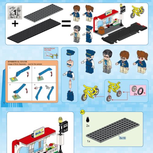 Xe Buýt Trường Học và Trạm Chờ QMAN 1136 hướng dẫn lắp ghép QMAN 1136 Xe Buýt Trường Học và Trạm Chờ