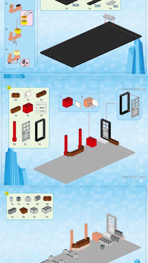 Hướng dẫn lắp ráp QMAN 1137 Tòa nhà phố cổ Trung Hoa PDF gốc chất lượng cao sách lắp ghép QMAN 1137 Quán ăn phong cách Trung Hoa