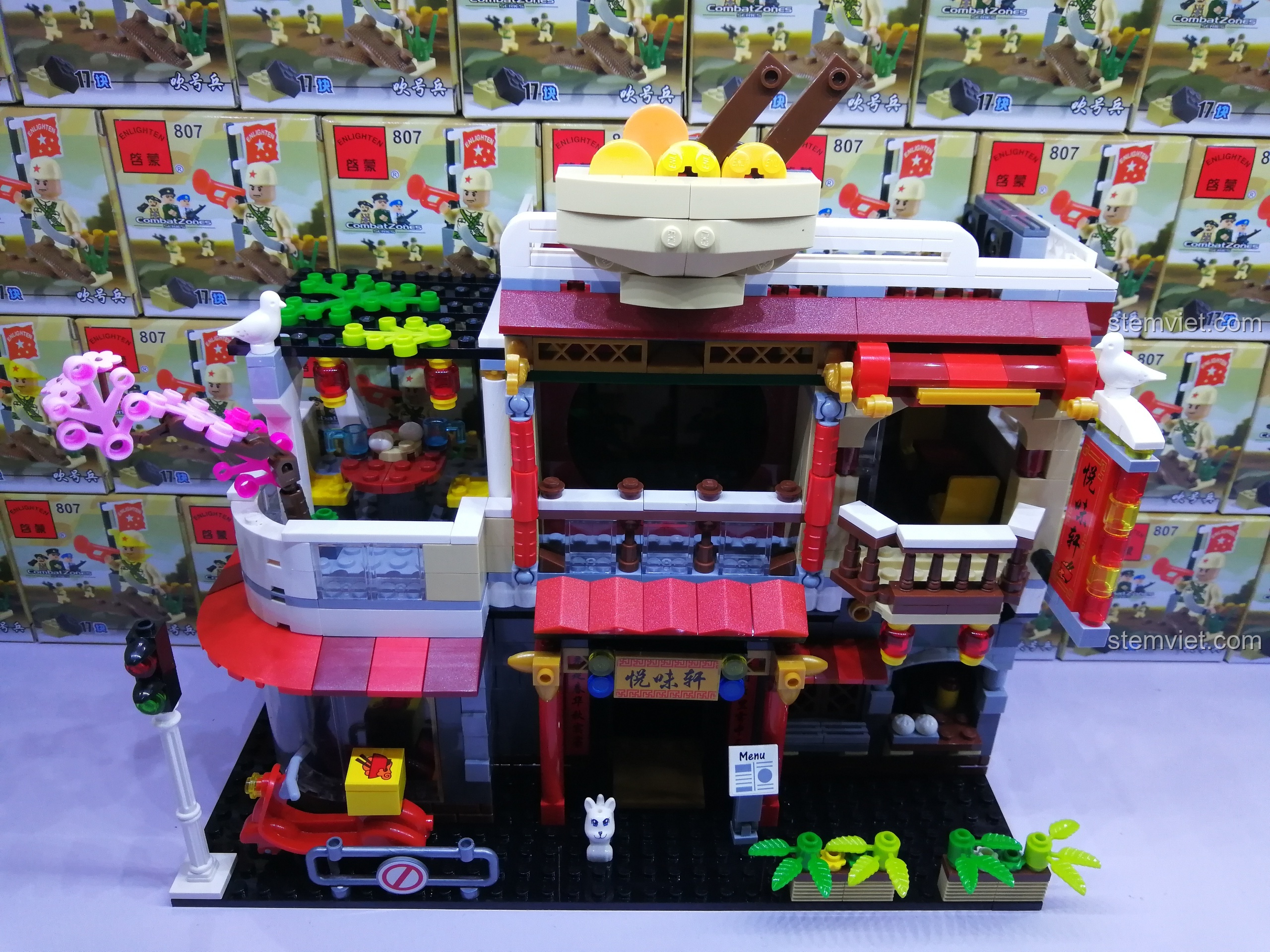 Toàn cảnh bộ lắp ráp QMAN 1137 Nhà hàng Trung Hoa Duyệt Vị Hiên sau khi hoàn thành, kiến trúc 2 tầng cổ điển.